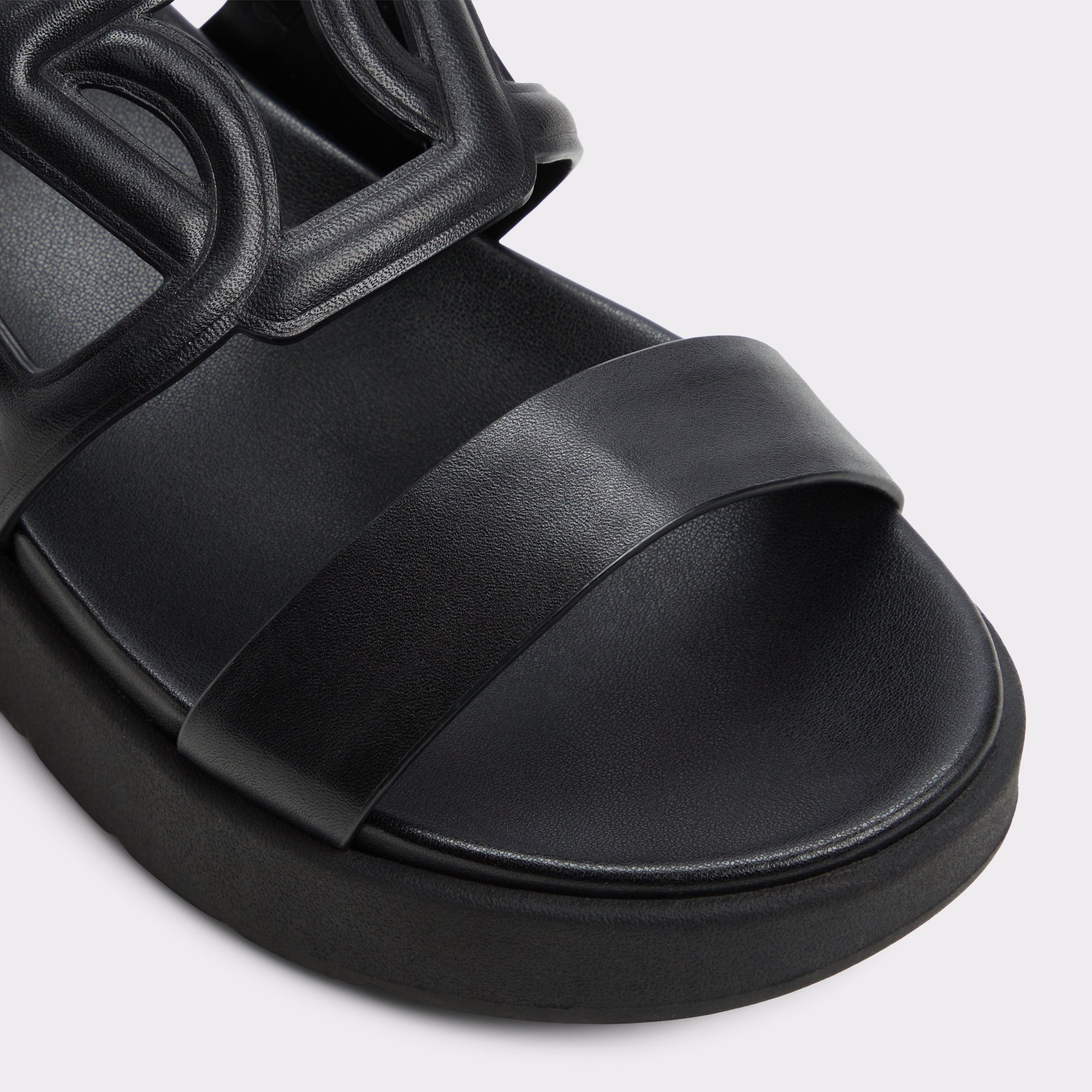 フットベッド【ALDO】レザー 厚底 ストラップサンダル Onuvia Onuvia Black Women's Footbed sandals | ALDO US