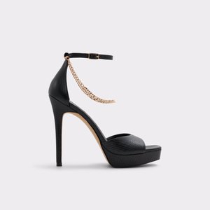 알도 ALDO Prisilla Black Synthetic Snake Womens Strappy sandals