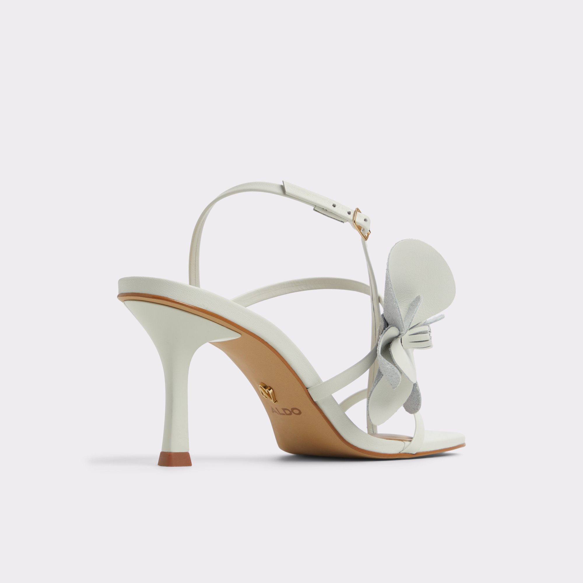 【ALDO】本革 ヌバック・フラワー・ストラップヒールサンダル Sandflower White/Bone Women's Strappy sandals | ALDO US