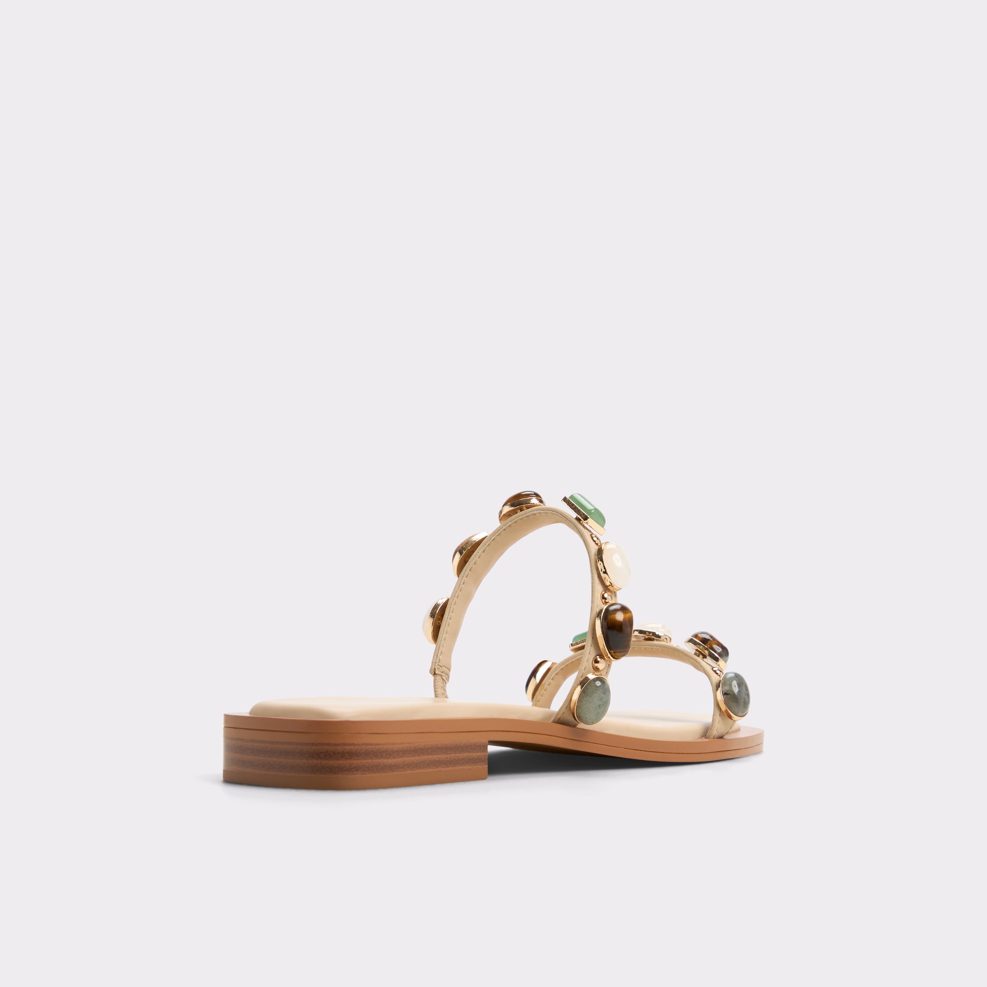 【ALDO】レザー&クリスタルストーン☆Sapphira フラットサンダル Sapphira Medium Beige Women's Flat Sandals | ALDO US