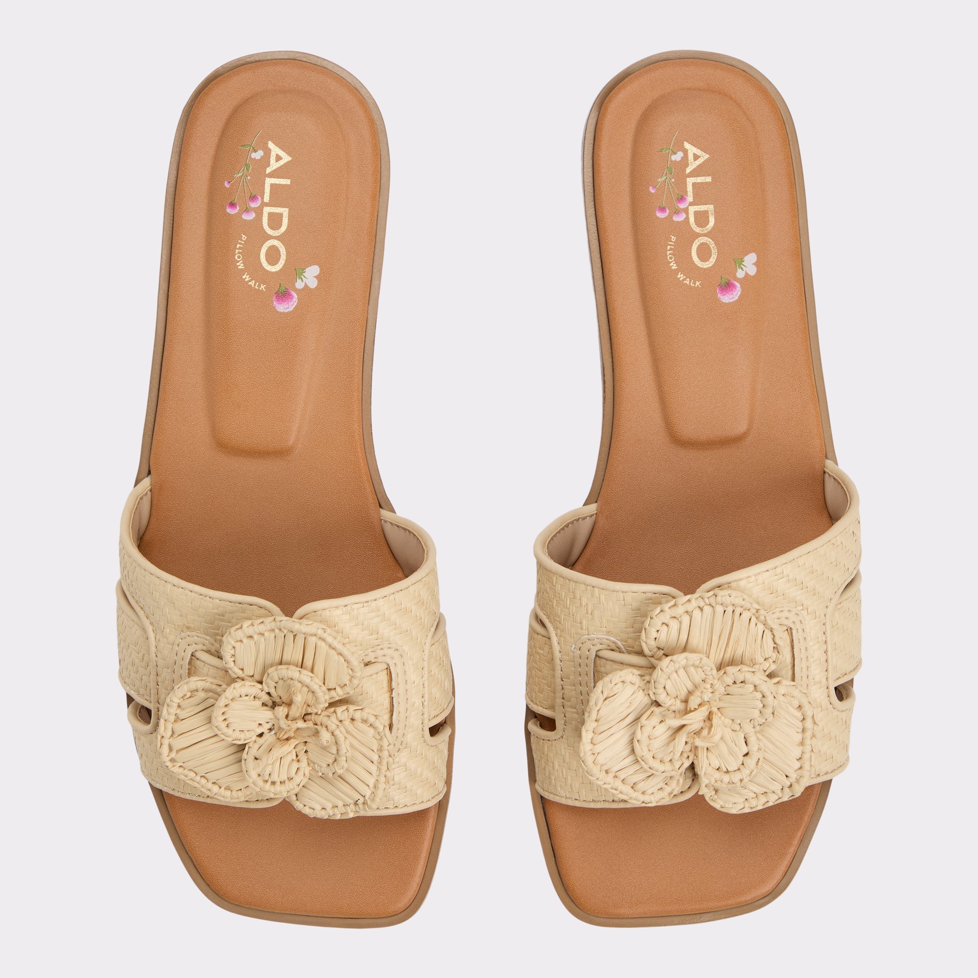 【ALDO】ラフィア・花モチーフ☆Seaflower☆フラットサンダル Seaflower Light Beige Women's Flat Sandals | ALDO US