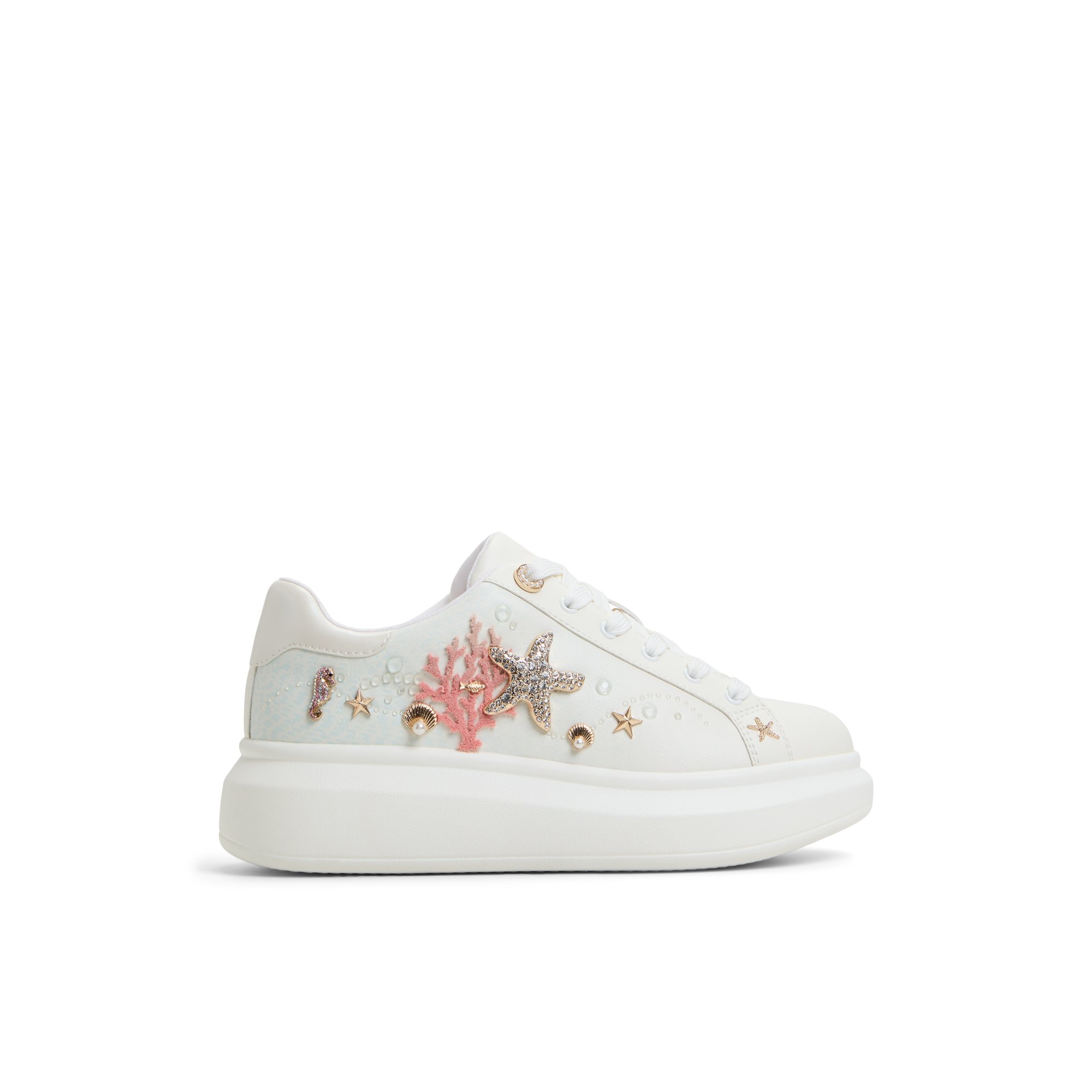 ALDO Seafoam - Women's Platform and Wedge Sneaker Sneakers - White/Multi Smooth, Size 8.5
