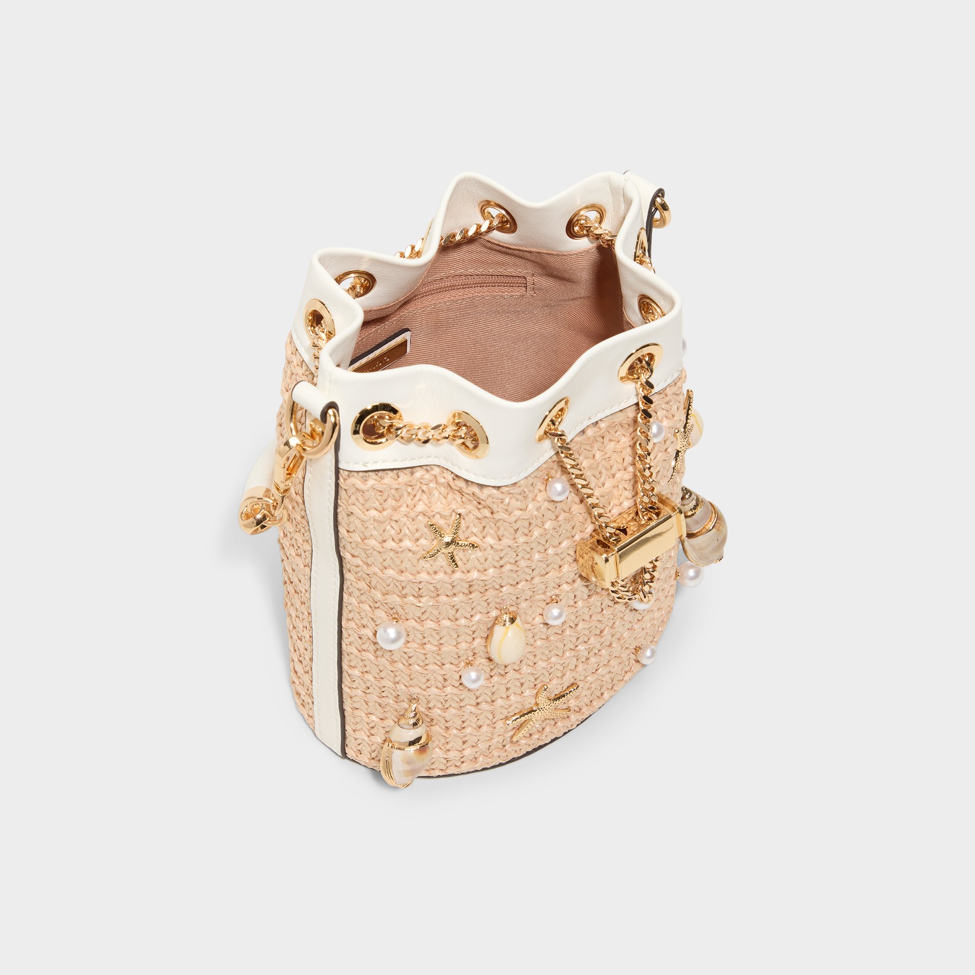 華やかコーデ☆【ALDO】Sirenax ラフィア シェル バケットバッグ Sirenax Natural Women's Bucket Bags | ALDO US
