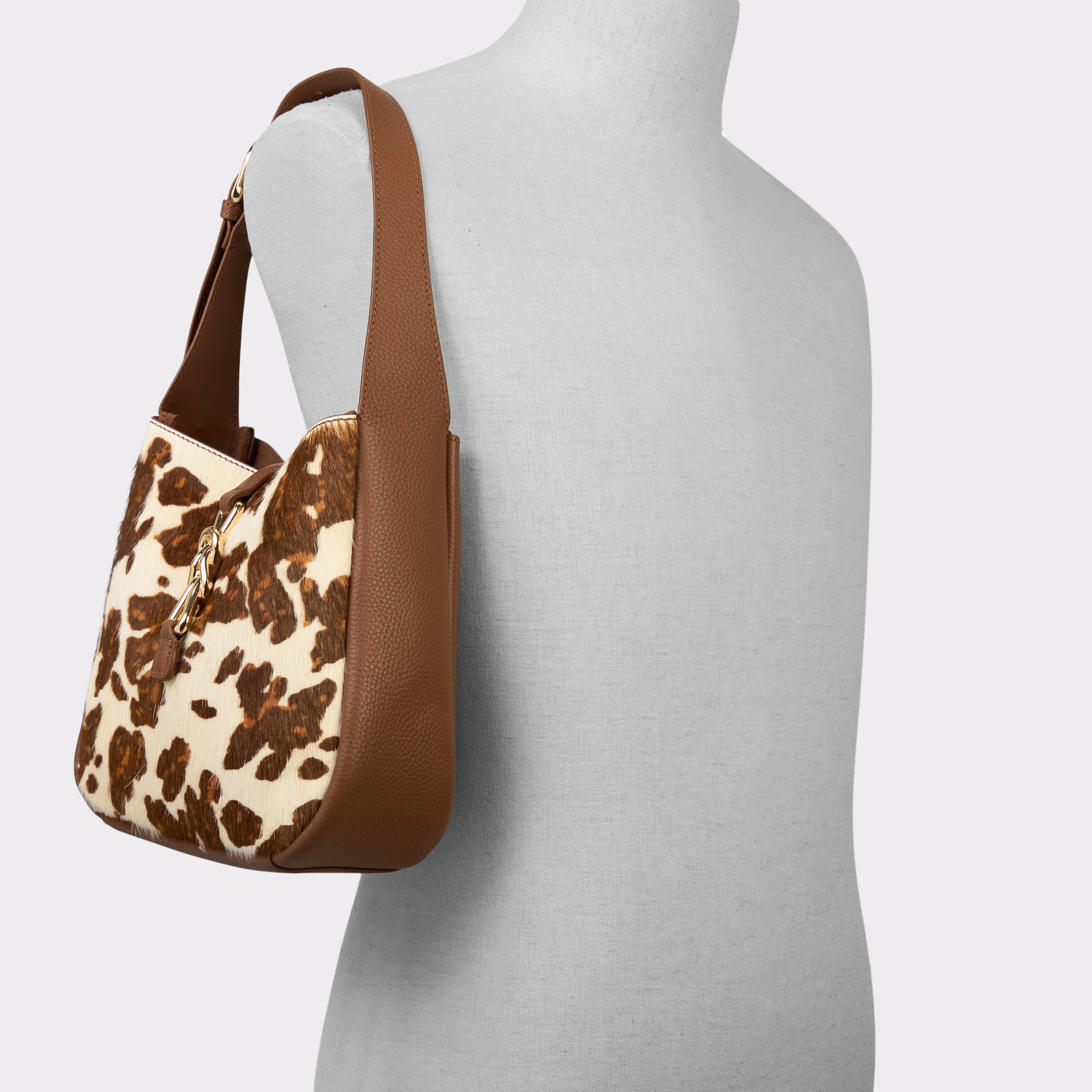 レザー【ALDO】ショルダーバッグ〈Soffiettaluxe〉アニマル柄 Soffiettaluxe Light Brown Leather Mixed Material Women's