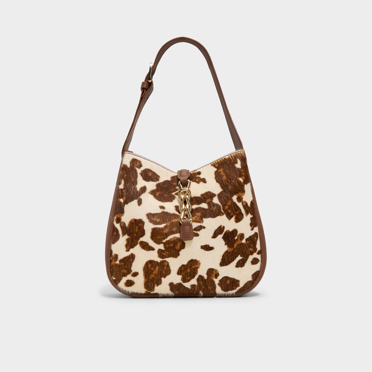 レザー【ALDO】ショルダーバッグ〈Soffiettaluxe〉アニマル柄 Soffiettaluxe Light Brown Leather Mixed Material Women's