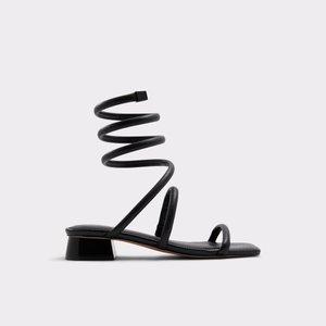 알도 ALDO Spinna Black Synthetic Lizard Womens Flat Sandals