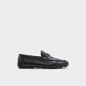 알도 ALDO Squire Black Leather Croco Mens Loafers & Slip-Ons