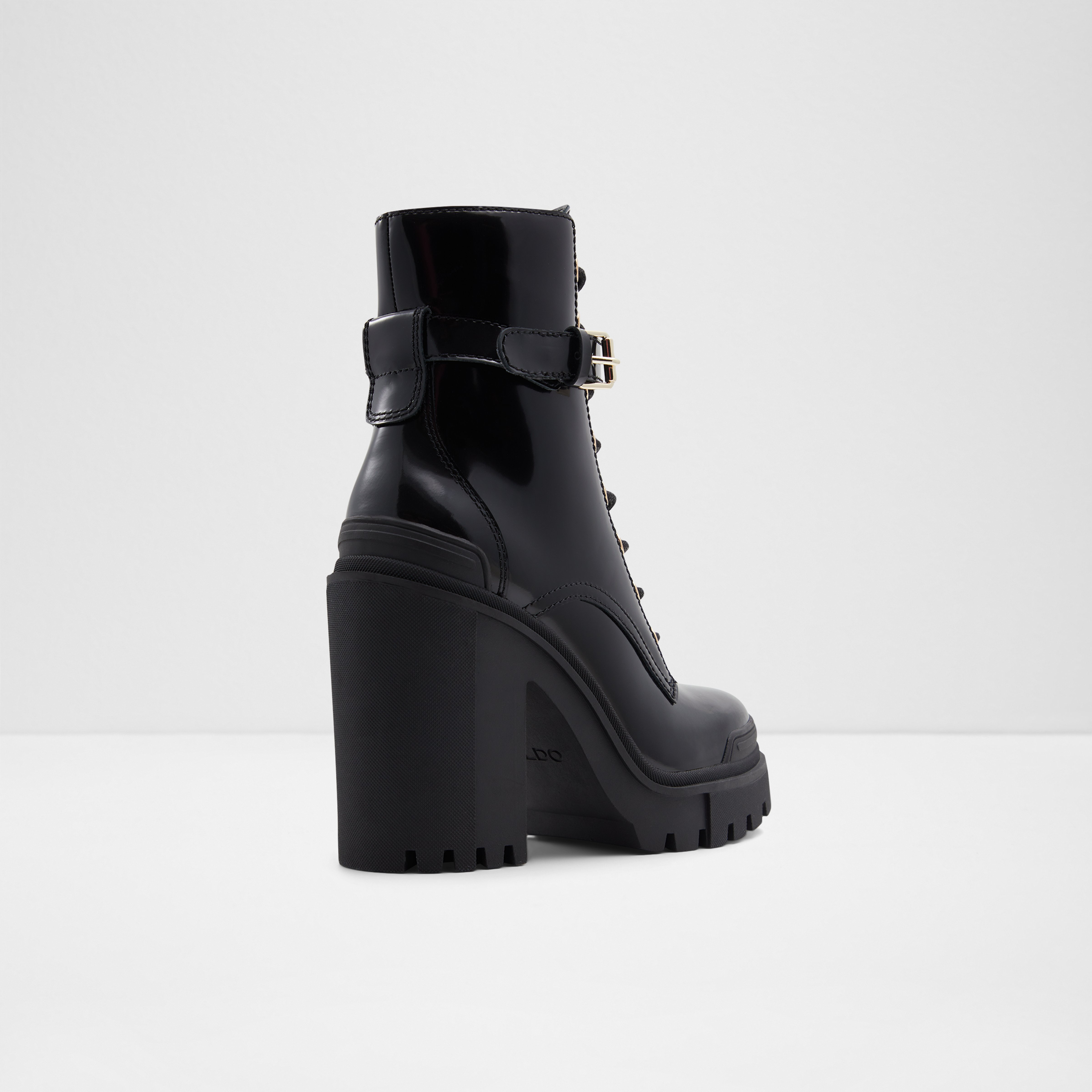 Uplift Black Leather Shiny Women's Lace-Up Boots | ALDO US