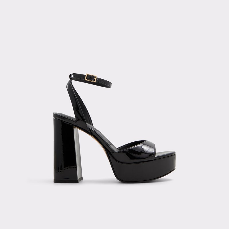 Black platform sandals chunky heel top