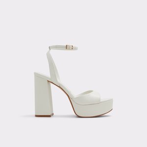 White platform sandal heels 2025
