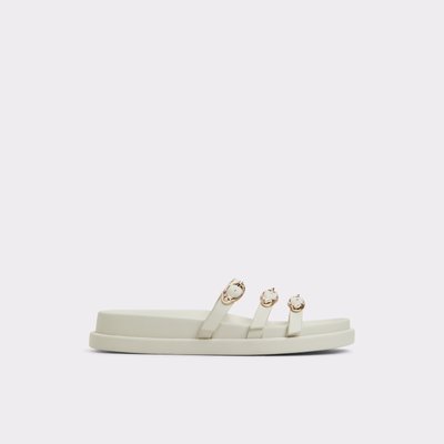 【追跡あり!】ALDO Kravis スライドサンダル ☆ フェイクファー Kravis White/Black Women's Footbed sandals | ALDO US