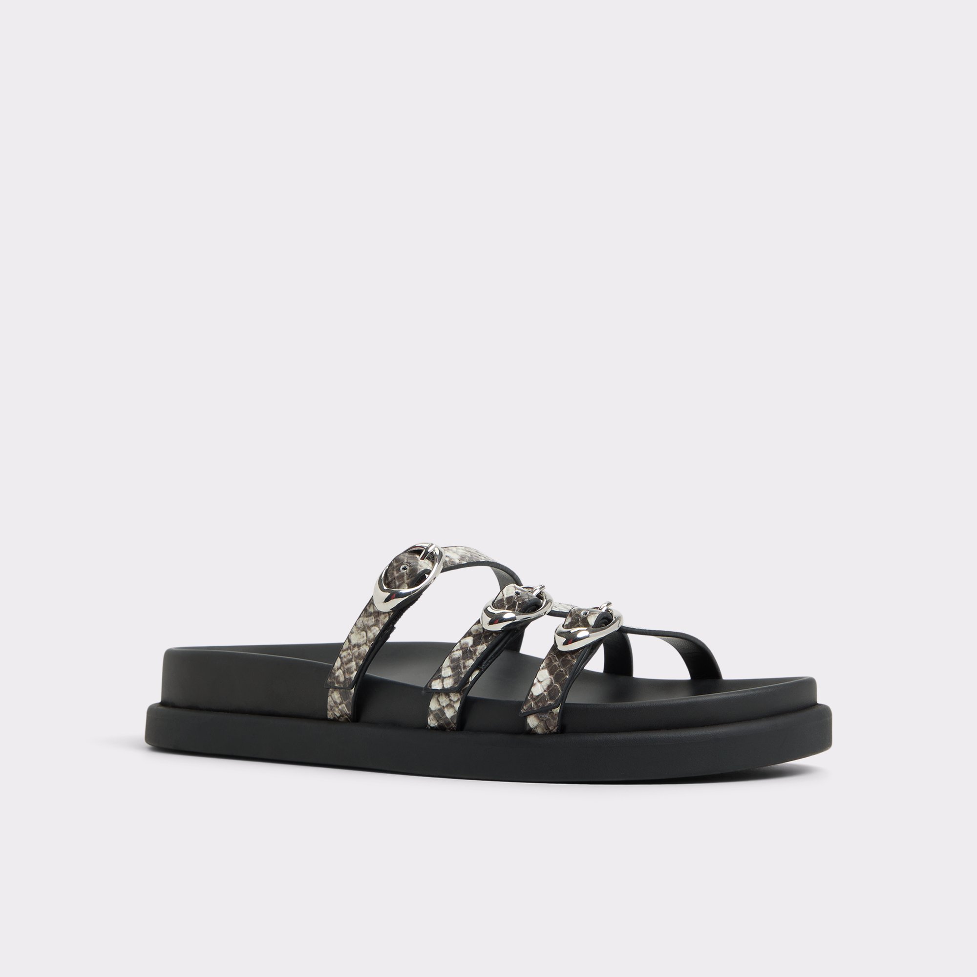 Zephyra Blanc/Noir Femmes Sandales a assise plantaire | ALDO Canada